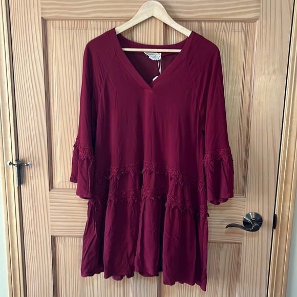 Love Riche Tops - Loveriche Burgundy Boho Tunic Size Medium.